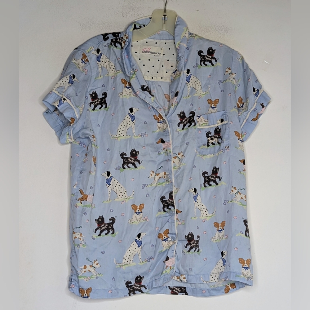 Peter Alexander • Dog 🐶 Print Pajama Top in Blue